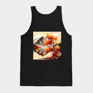 Colorful Autumn Trees with Mountain Lake Tank Top